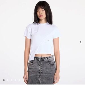 Heliot Emil Women's White Crop Top deconstructed t-shirt size small